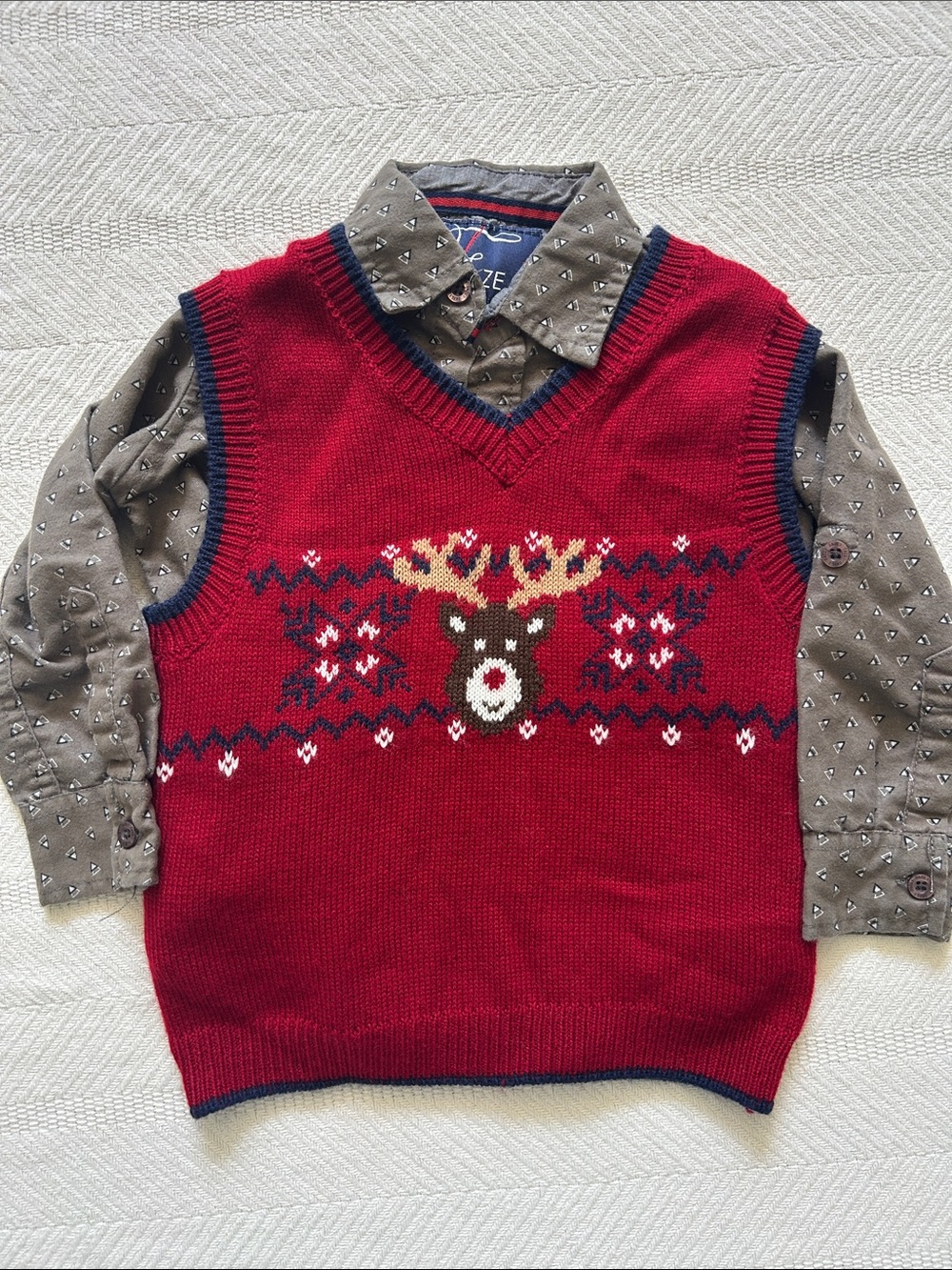 Kids Red Reindeer Knit Vest
